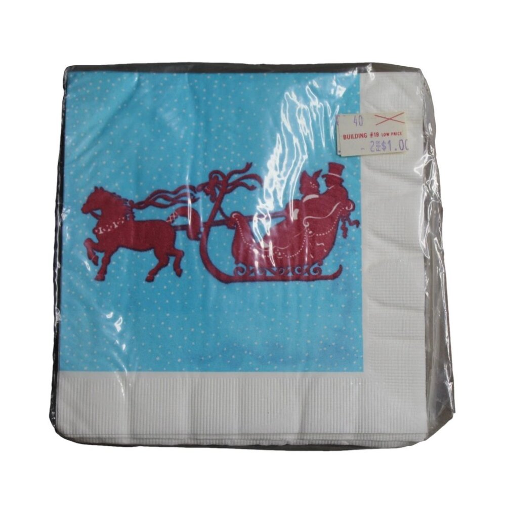 Vintage Haut Papier Holiday Paper Napkins Christmas Table Decor Sleigh Ride